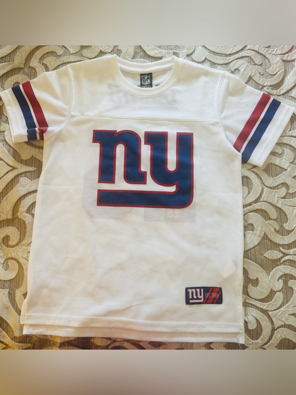 NFL White NY Giants White Jersey, Blue Lettering & Red accents (Youth L, 14-16)